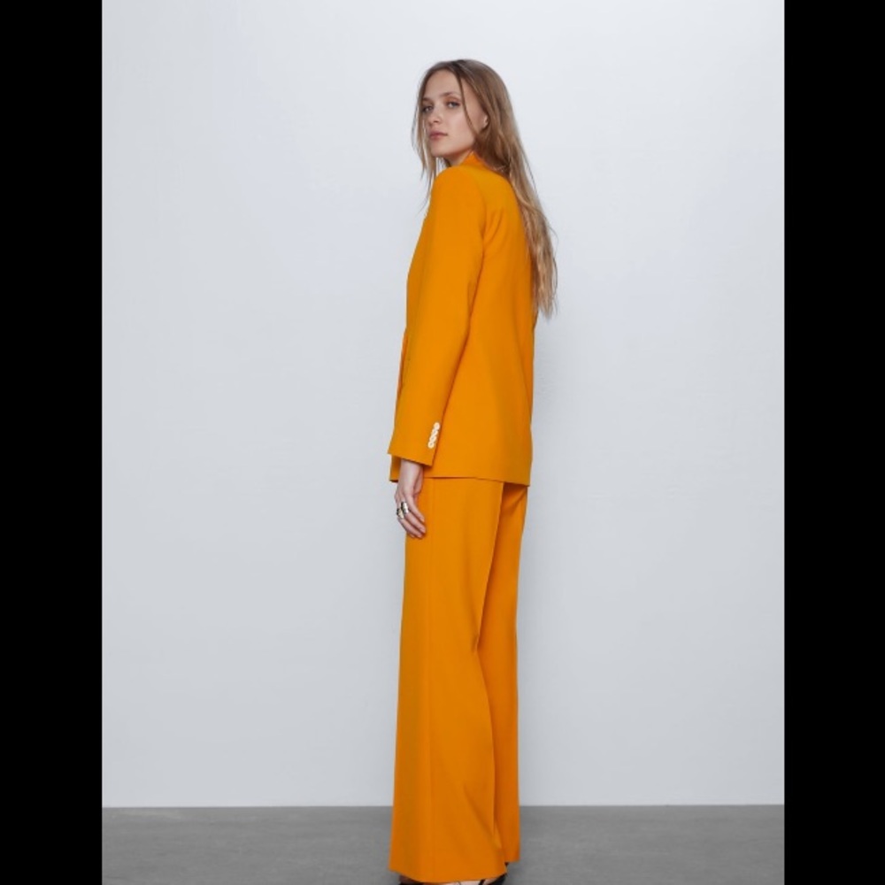 Zara contrast button orange blazer - Picture 9 of 12